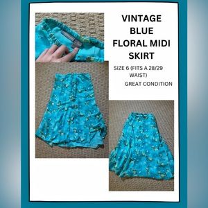 Croft & Barrow Vintage Blue Midi Skirt